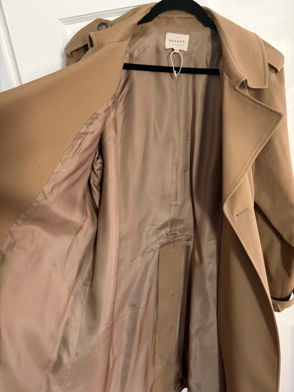 Sezane Scott Trench Coat Camel Size 10 42 - Picture 10 of 13